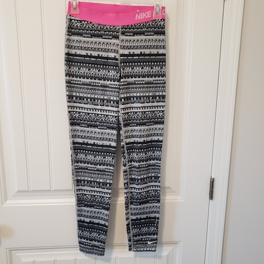 Nike Pro Active Leggings Women's Pink Black Training Yoga Pants Size XL